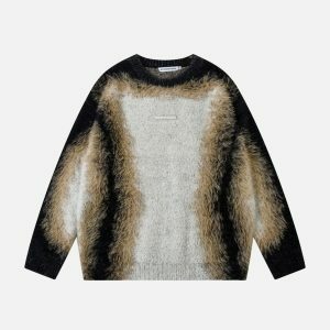 Y2K Fashion Mohair Spliced Sweater for Casual Spring & Summer Outfits