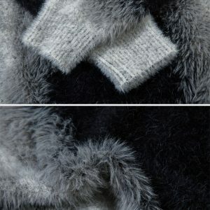 Y2K Fashion Mohair Spliced Sweater for Casual Spring & Summer Outfits