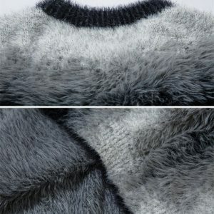 Y2K Fashion Mohair Spliced Sweater for Casual Spring & Summer Outfits