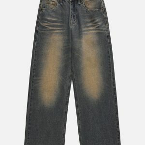 Y2K Fashion Mud Dyeing Washed Jeans for Casual & Spring Outfits