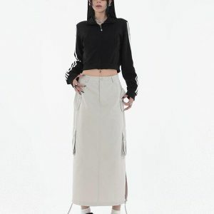 Y2K Fashion Parachute Maxi Skirt - Trendy Spring & Summer Outfit Ideas for Every Occasion