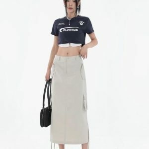 Y2K Fashion Parachute Maxi Skirt - Trendy Spring & Summer Outfit Ideas for Every Occasion