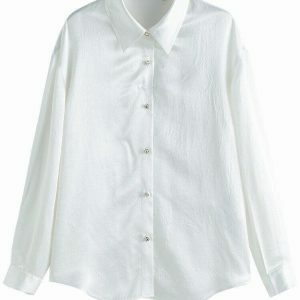 Y2K Fashion Pure Design Satin Shirt - Trendy Spring Outfits & Casual Outfit Ideas