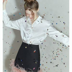 Y2K Fashion Pure Design Satin Shirt - Trendy Spring Outfits & Casual Outfit Ideas