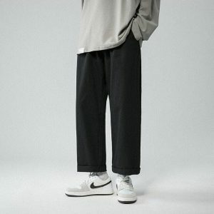Y2K Fashion Soft Boy Elastic Waist Straight Leg Pants for Casual & Comfy Outfits