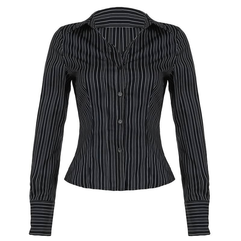 Y2K Fashion Striped Button Top - Trendy Spring Outfit for Casual & Concert Looks