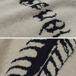 Y2K Fashion Tailbone Pattern Jacquard Sweater Hoodie for Trendy Outfits