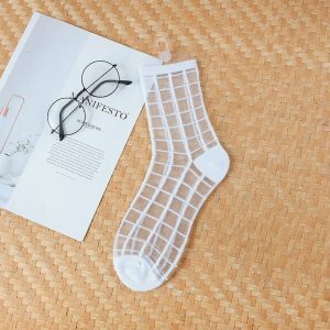 Y2K Fashion Transparent Mesh Socks for Coquette Aesthetic & Casual Outfit Ideas
