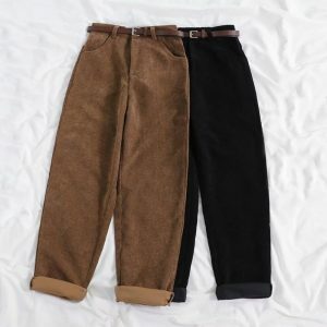 Y2K Fashion Vintage Retro Corduroy Pants - Trendy Casual Outfits for Spring & Summer