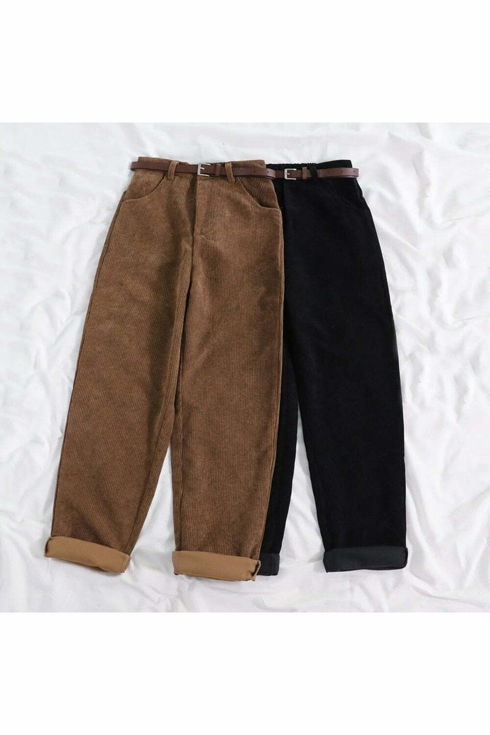 Y2K Fashion Vintage Retro Corduroy Pants - Trendy Casual Outfits for Spring & Summer