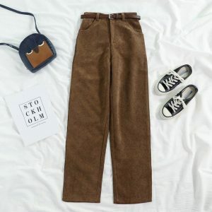 Y2K Fashion Vintage Retro Corduroy Pants - Trendy Casual Outfits for Spring & Summer