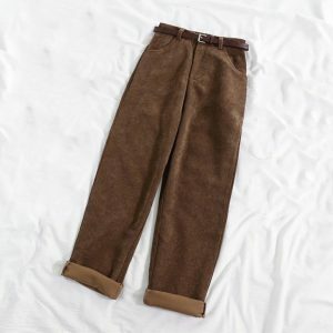 Y2K Fashion Vintage Retro Corduroy Pants - Trendy Casual Outfits for Spring & Summer