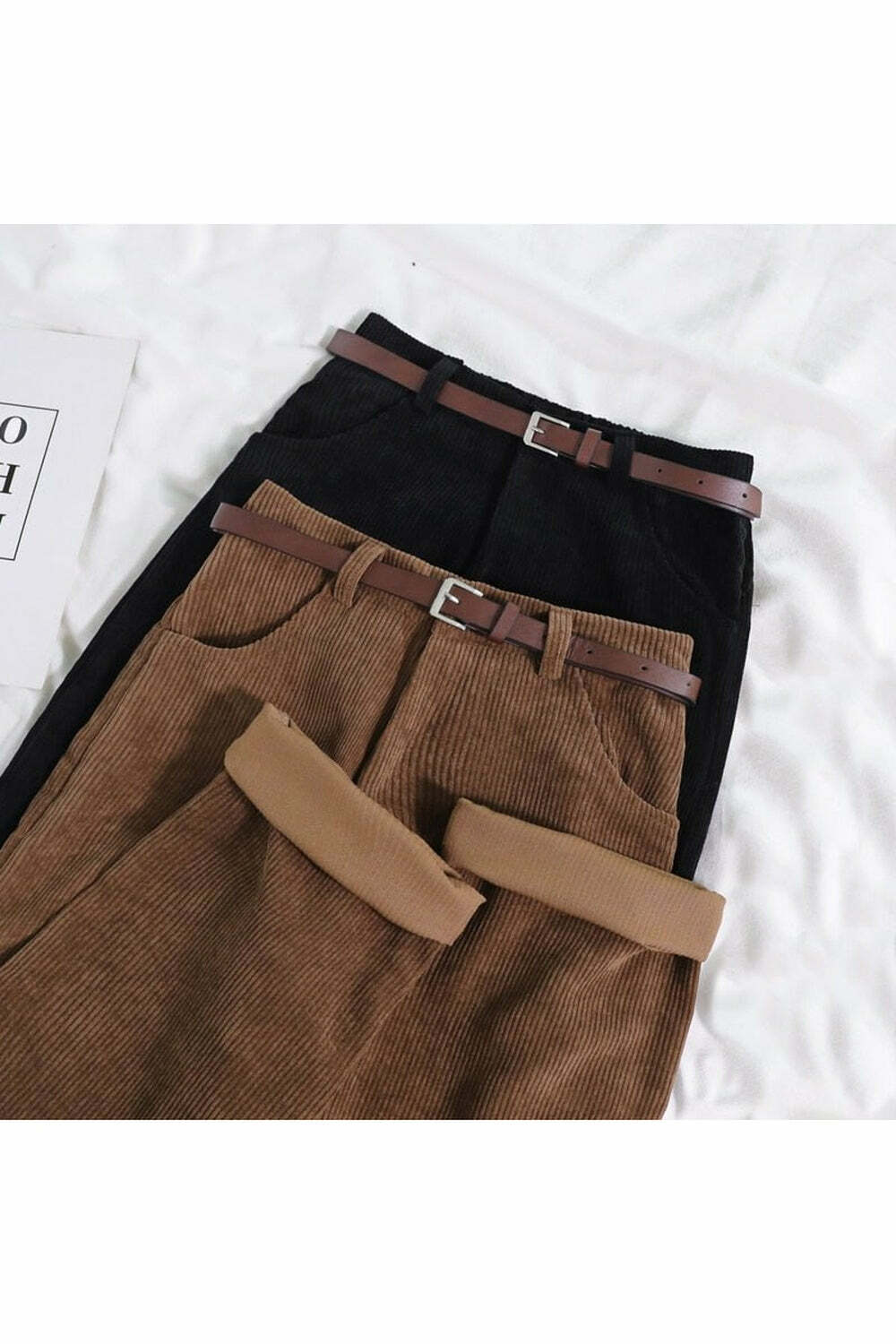Y2K Fashion Vintage Retro Corduroy Pants - Trendy Casual Outfits for Spring & Summer