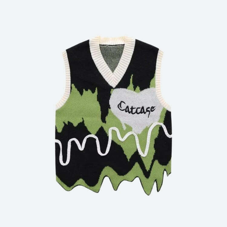 Y2K Fashion Wavy Striped Sweater Vest - Trendy Spring Outfit Idea for Casual & Concert Looks