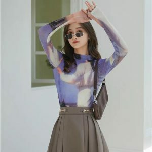 Y2K Fashion Women Printed Mesh Top - Trendy Spring & Summer Outfit Ideas