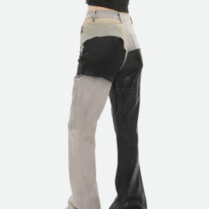 Y2K Grunge Patchwork Flare Pants - Trendy Summer & Spring Outfit Ideas for Every Occasion