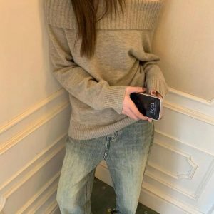 Y2K Off Shoulder Sweater: Trendy Spring Fashion for Casual Outfits & Concerts