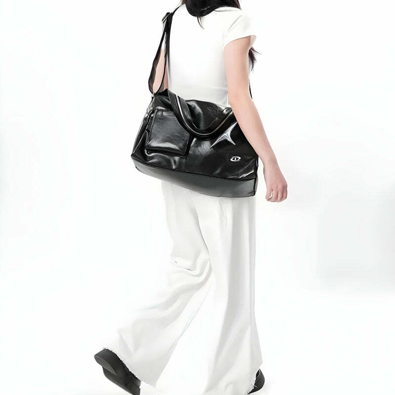 Y2K Star Faux Leather Bag - Trendy Y2K Fashion for Summer Outfits & Concerts