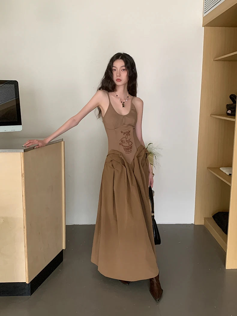 Y2K Vintage Corset Maxi Dress - Perfect for Spring Outfits, Prom, and Concerts