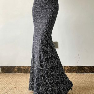 Y2K Vintage Polka Dot Mesh Maxi Skirt - Perfect for Spring Outfits & Casual Looks