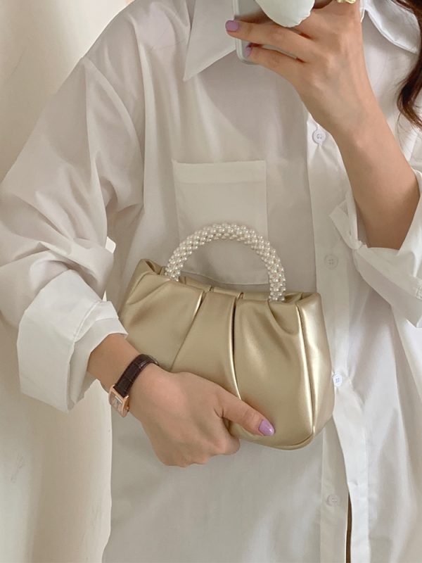 2023 Pearl Color Pleated Cloud Women's Handbag - Versatile Wrist & Shoulder Crossbody Bag for Chic Style