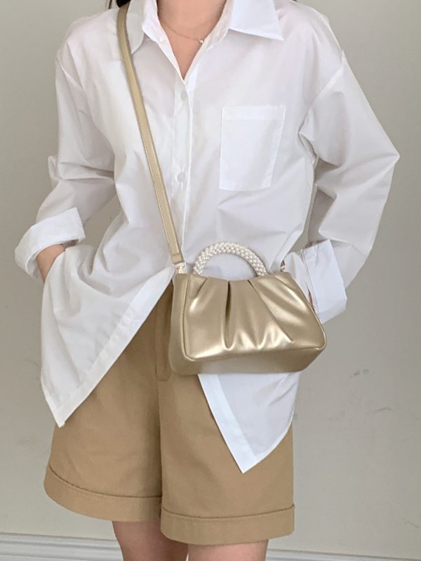 2023 Pearl Color Pleated Cloud Women's Handbag - Versatile Wrist & Shoulder Crossbody Bag for Chic Style