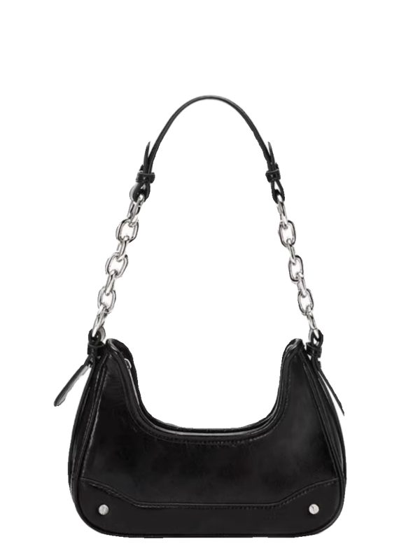 2023 Silver Underarm Bag for Women, Handheld Chain Baguette, Versatile High-End Shoulder Crossbody Bag
