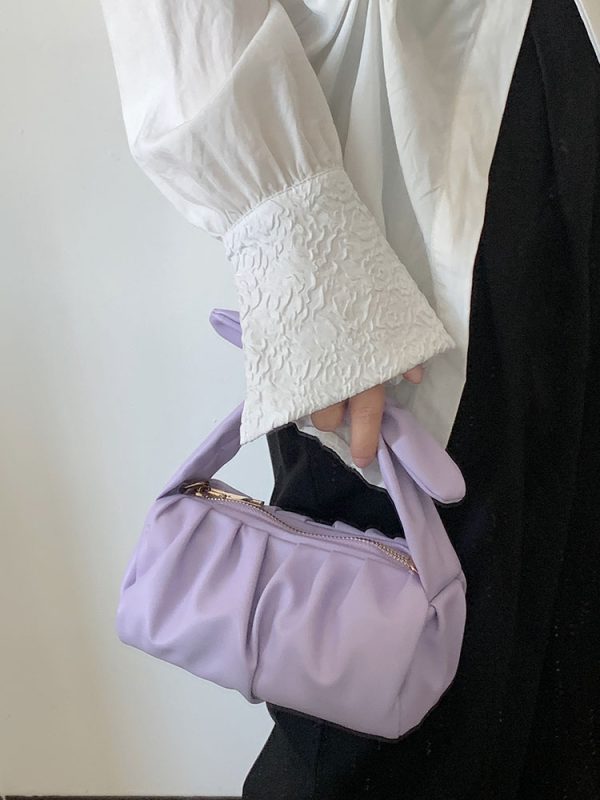 2023 Spring/Summer Small Rabbit Ears Handheld Ruffled Cloud Bag, Versatile Crossbody Chain Bag, Trendy Niche Design
