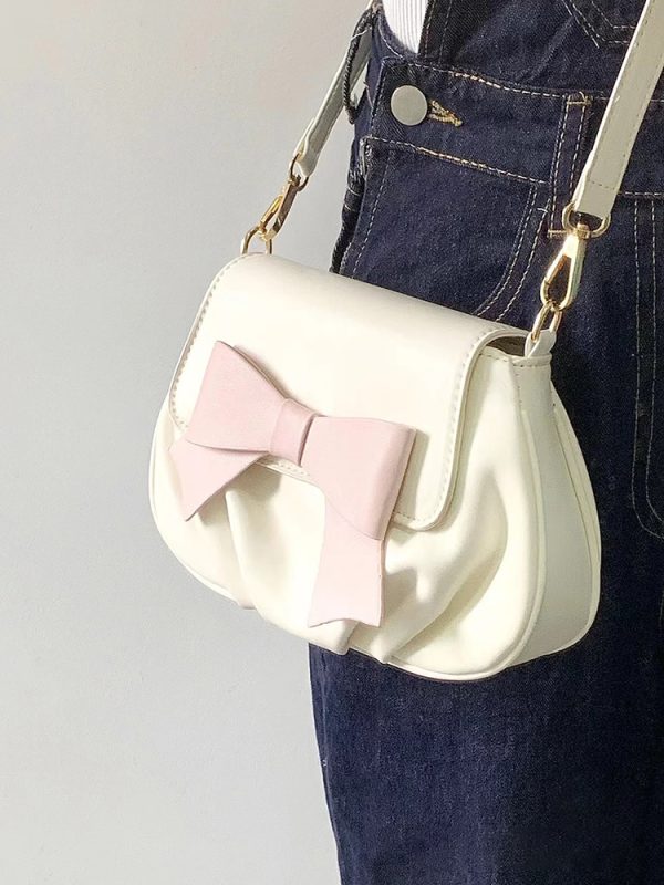 2023 Women's Bow Detail Pleated Cloud Bag - Soft Round Crossbody Shoulder Bag, Versatile Small Handbag for Everyday Use