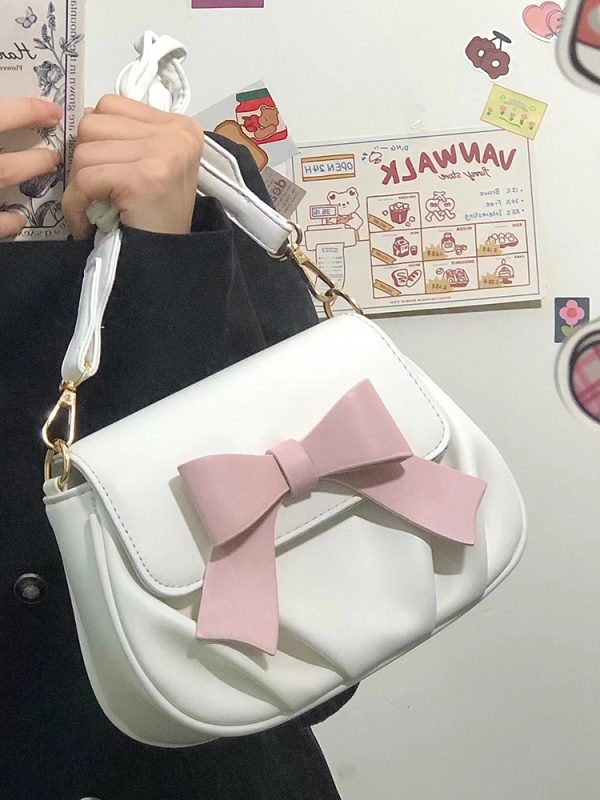 2023 Women's Bow Detail Pleated Cloud Bag - Soft Round Crossbody Shoulder Bag, Versatile Small Handbag for Everyday Use