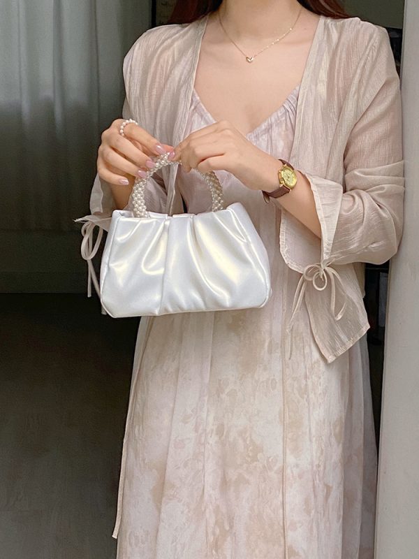2023 Women's Pearlescent Ruffled Cloud Handbag - Mini Crossbody Shoulder Bag in Trendy Color