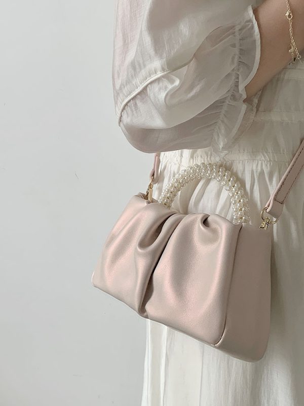 2023 Women's Pearlescent Ruffled Cloud Handbag - Mini Crossbody Shoulder Bag in Trendy Color