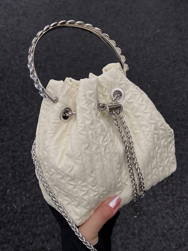 2023 Women's Rhinestone Round Ring Bucket Bag - Sweet Chain Shoulder Crossbody Handbag, Trendy Fashion Accessory