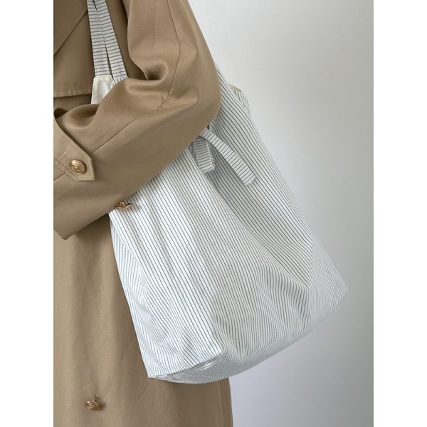 2024 INS-Style Striped Canvas Tote Bag for Women - Large Capacity Underarm Shoulder Bag, Trendy and Chic