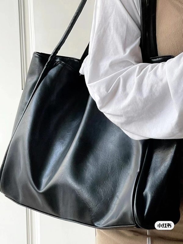 2024 Korean Style Women's Textured Tote Bag - Large Capacity Shoulder Bag for Spring Summer Fashion