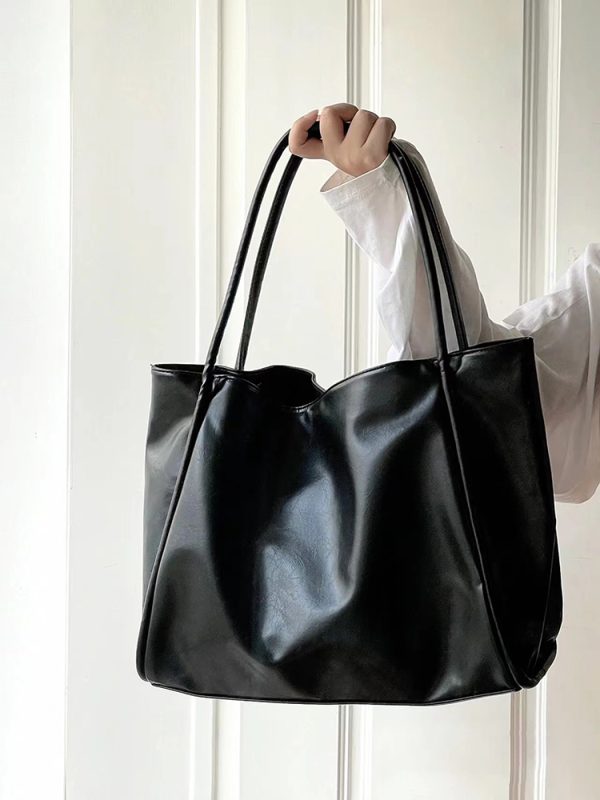 2024 Korean Style Women's Textured Tote Bag - Large Capacity Shoulder Bag for Spring Summer Fashion