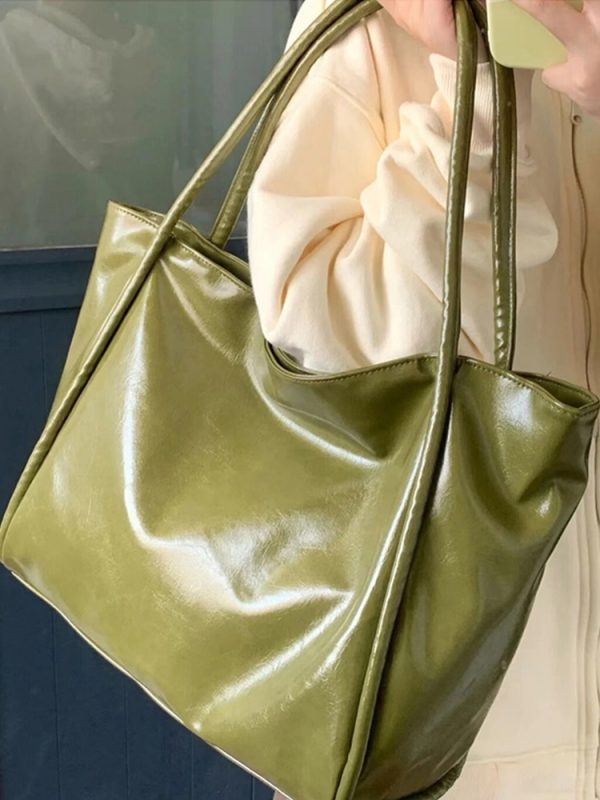 2024 Korean Style Women's Textured Tote Bag - Large Capacity Shoulder Bag for Spring Summer Fashion