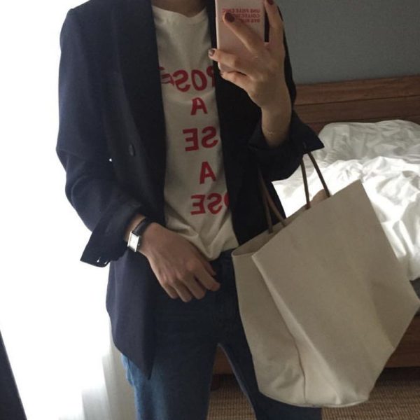 2024 Minimalist Large Capacity Shoulder Canvas Tote Bag - Dongdaemun Style Women's Shopping Bag