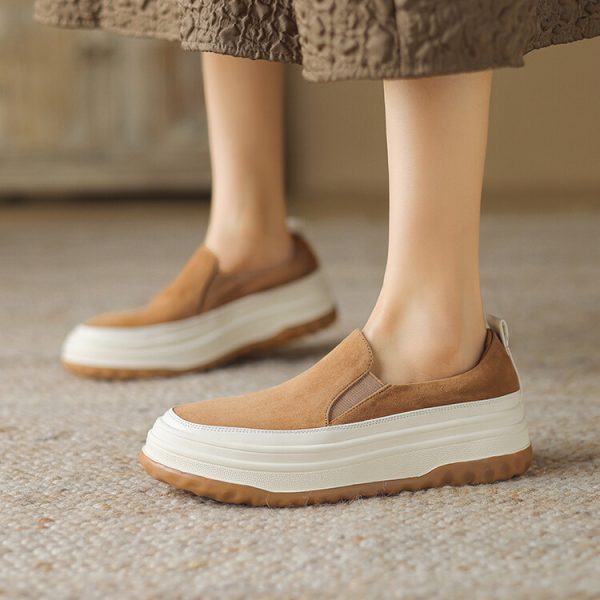 2024 New Italian-Style Thick-Soled Wedge Shoes for Women - 5 cm Soft Sole Genuine Leather Comfort
