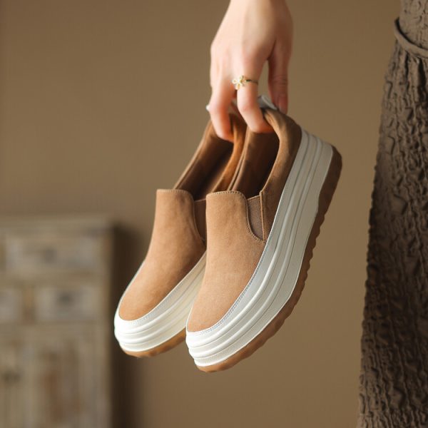 2024 New Italian-Style Thick-Soled Wedge Shoes for Women - 5 cm Soft Sole Genuine Leather Comfort