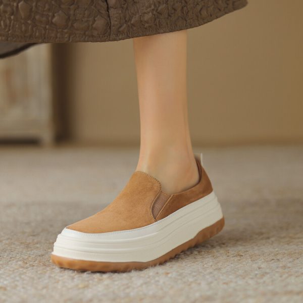 2024 New Italian-Style Thick-Soled Wedge Shoes for Women - 5 cm Soft Sole Genuine Leather Comfort