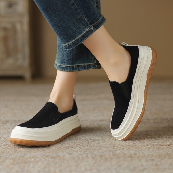 2024 New Italian-Style Thick-Soled Wedge Shoes for Women - 5 cm Soft Sole Genuine Leather Comfort