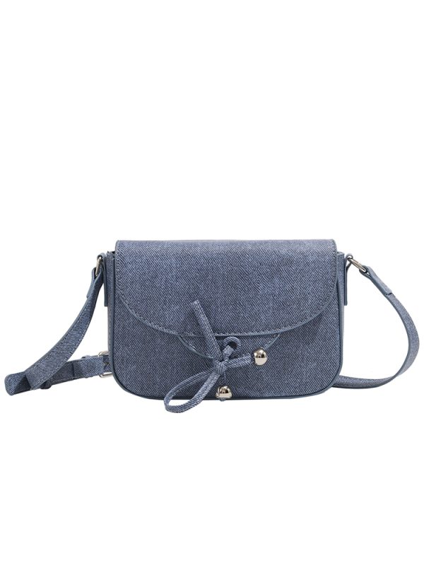 2024 Small Denim Square Bag with Bow - Fashionable Versatile Shoulder Crossbody Bag for Women, Trendy Y2K Style