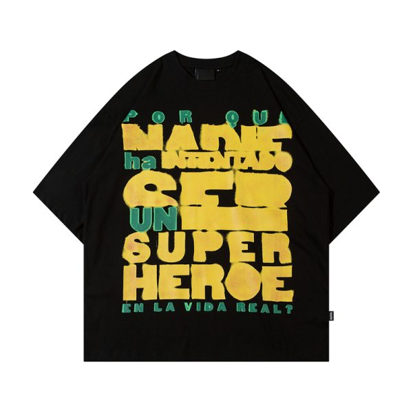 2024 Summer American Vintage Short Sleeve Letter Print T-Shirt for Men and Women - Street Style Couples Top