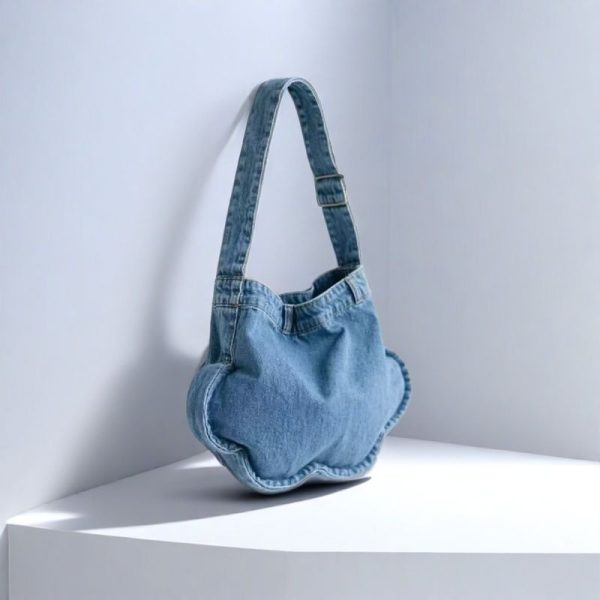 2025 Fashionable Versatile Denim Floral Tote Bag - High-End Shoulder Crossbody Commuter Bag for Trendy Style