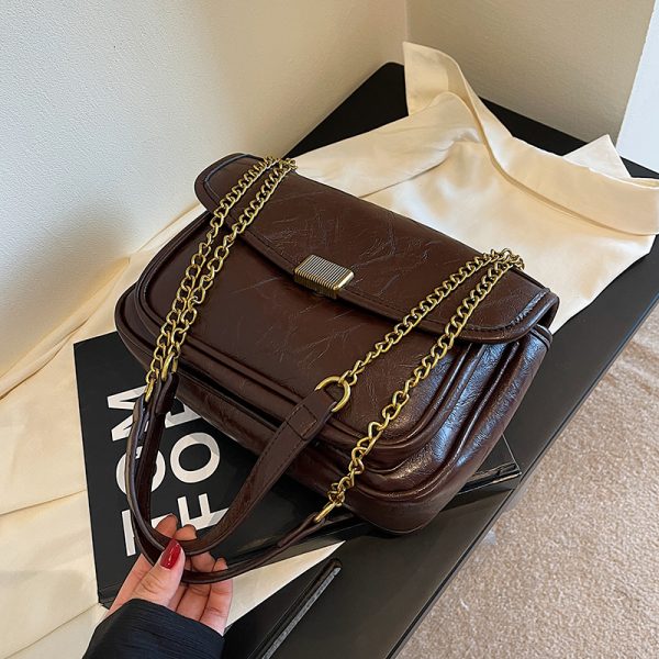 2025 High-End Textured Chain Shoulder Crossbody Bag for Women - Fashionable Commuting Underarm Style
