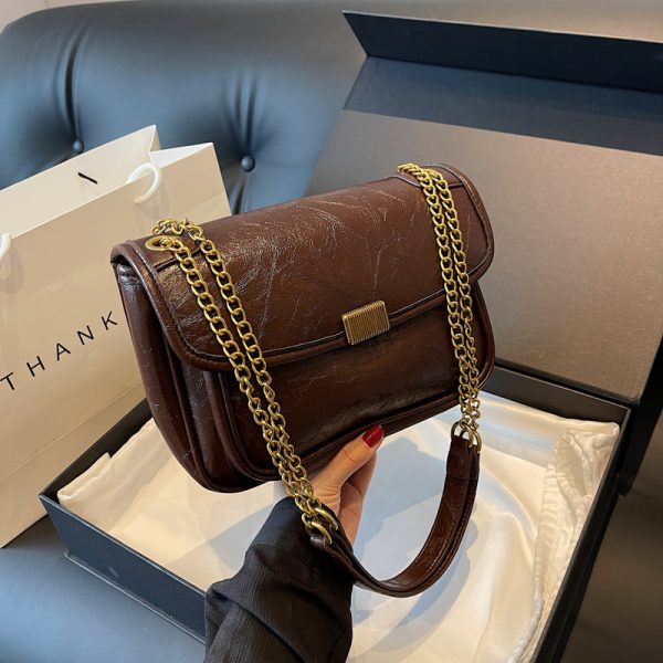 2025 High-End Textured Chain Shoulder Crossbody Bag for Women - Fashionable Commuting Underarm Style