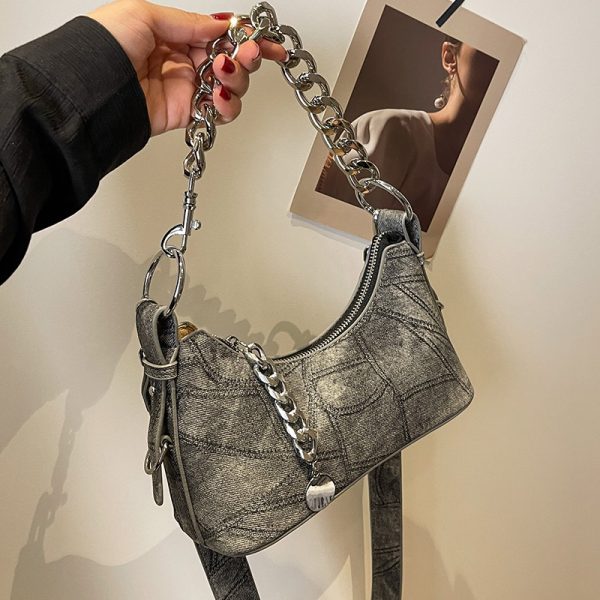 2025 New Model Patchwork Small Bag for Women - Stylish Versatile Chain Underarm Shoulder Crossbody Bag