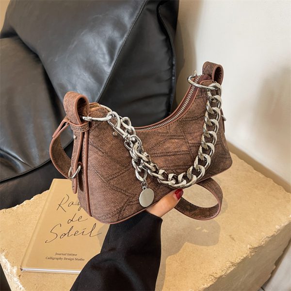 2025 New Model Patchwork Small Bag for Women - Stylish Versatile Chain Underarm Shoulder Crossbody Bag