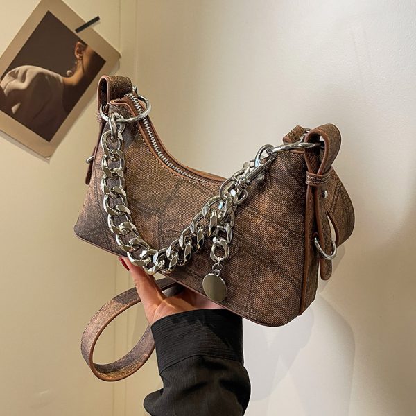 2025 New Model Patchwork Small Bag for Women - Stylish Versatile Chain Underarm Shoulder Crossbody Bag